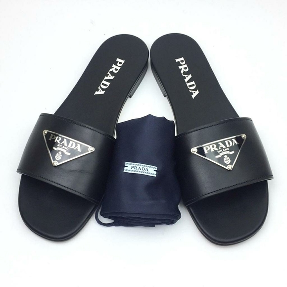 PRADA Triangle Logo Slide Sandal sz 8 - Picture 9 of 12